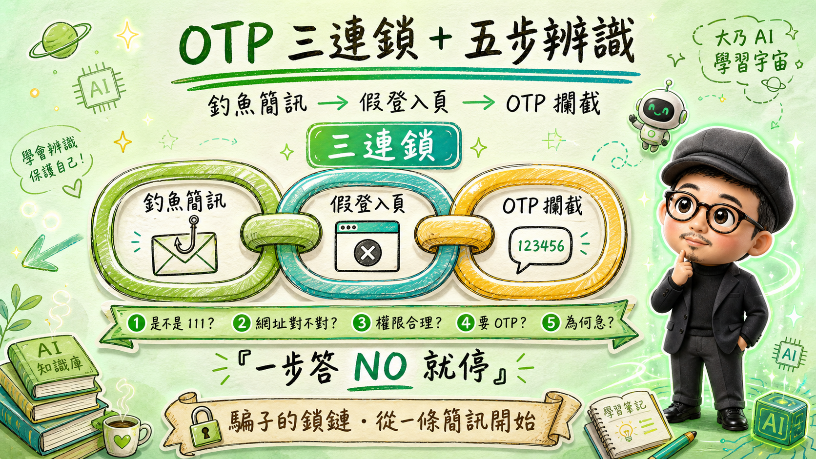 OTP 三連鎖 + 五步辨識